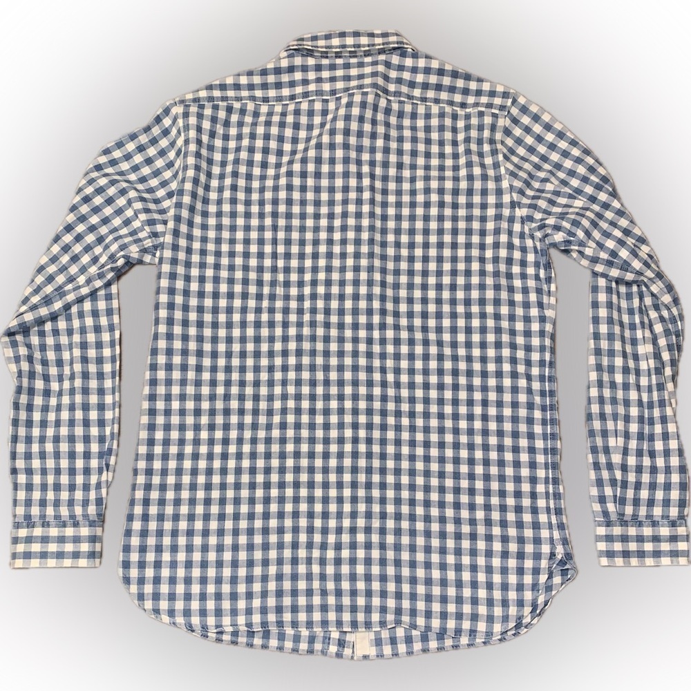 Polo Ralph Lauren Blue White Plaid Check Gingham Chest Pocket Rustic Shirt M - Picture 7 of 8